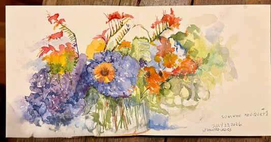 Watercolor flowers in a Luchetti True Flat Sketchbook by Margaret Horak