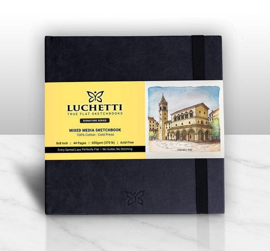 Luchetti True Flat Sketchbook™ — 8×8" | 44 Pages | 600gsm 100% Cotton